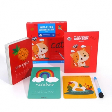 Joan Miro Wipe Clean Reusable Leaning Cards with Wipe Clean Marker - Words