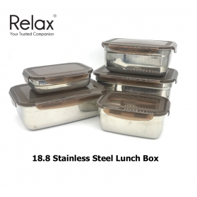 RELAX STAINLESS STEEL RECTANGULAR FOOD CONTAINER LUNCH BOX
