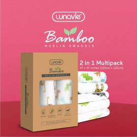 Lunavie Bamboo Muslin Baby Swaddle Multipurpose Blankets (2pcs) 120x120cm