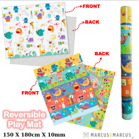 Marcus & Marcus Reversible Rollable Playmat (180x150x1cm) Come With Storage Easy Carry Bag