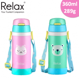 RELAX 360ML 18.8 STAINLESS STEEL KIDS THERMAL FLASK BOTTLE WITH STRAW