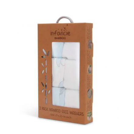 Infancie 3 Pack Bamboo Face Washers (25x25cm) Face Washcloth Handkerchief