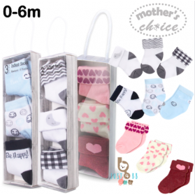 Infancie Mother's Choice 3 Pairs Infant Socks (0-6m) Cotton Rich