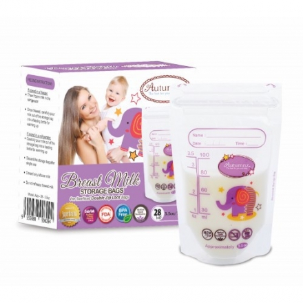 Autumnz Double Zip Lock Breastmilk Storage Bags (28pcs) Normal / Thermal Sensor Breast Milk Bag
