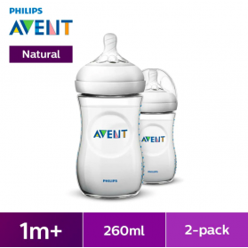 Philips Avent Natural Bottle 9OZ/260ML (Twin Pack) Newborn Anti Colic Feeding Bottles Natural 2.0