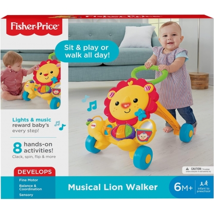 Fisher Price Baby & Toddler Toy Musical Lion Walker Push Along with Lights Sounds