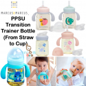 Marcus & Marcus PPSU Transition Trainer Bottle Training Cup (180ml/6oz) With Rim Spout & Straw