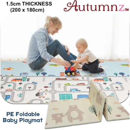Autumnz PE Foldable Baby Playmat (Size L: 200 x 180 x 1.5cm) Busy City / My Town