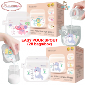 Autumnz Breastmilk Storage Bag Easy Pour Spout (28 bags) Animal Land Double ZipLock