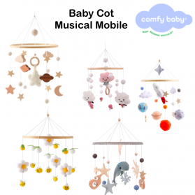 Comfy Living Musical Wooden Mobile Baby Cot Toys