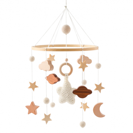 Comfy Living Musical Wooden Mobile Baby Cot Toys