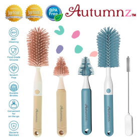 Autumnz Deluxe 3 in 1 Soft Silicone Bottle Nipple Straw Brush