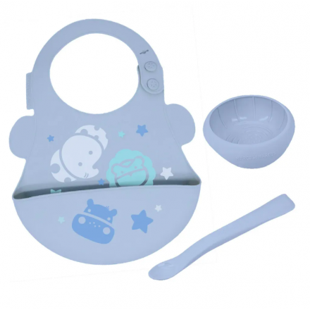 Marcus & Marcus Baby First Feeding Set 6m+ (Bib with 2-in-1 Masher Spoon & Bowl Set) 