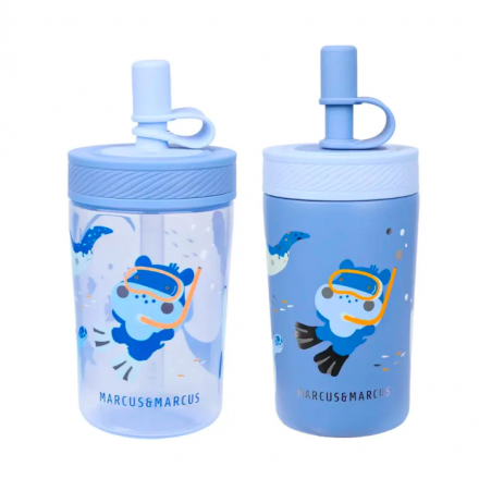Marcus & Marcus Hydro‑Twin Straw Tumbler Set 350ml (Twin Pack) 316 Stainless Steel & PP Kids Cups