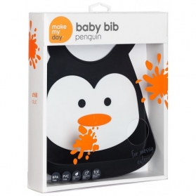 Make My Day Silicone Baby Bib - Penguin Chill Out