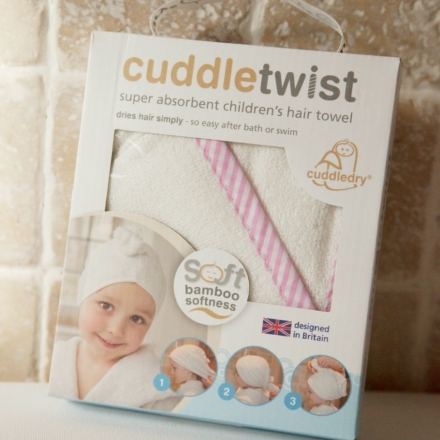 Cuddletwist Hair Towel - Pink Candy Stripe Edge