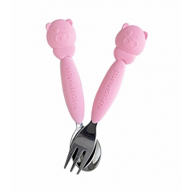 Marcus & Marcus Toddler Spoon & Fork Set - Pink Pokey