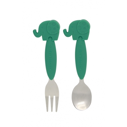 Marcus & Marcus Toddler Spoon & Fork Set - Green Ollie