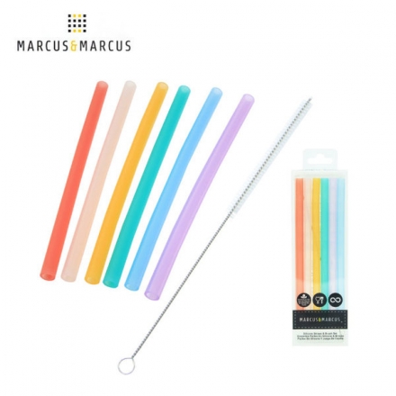 Marcus & Marcus REUSABLE SILICONE STRAWS & BRUSH SET