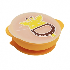 Marcus & Marcus Silicone Self Feeding Suction Bowl with Lid - Yellow Lola