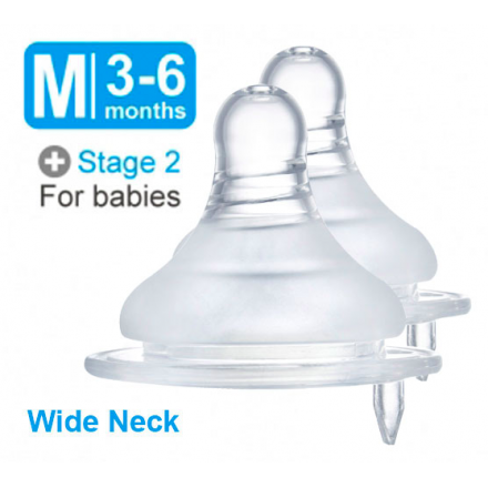 SIMBA Ultra Soft Wide Neck Anti-Colic Nipple (Twin Pack) Cross Hole (M)