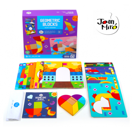 Joan Miro Geometric Blocks Children Wooden Tangram Puzzle - Heart Tangram