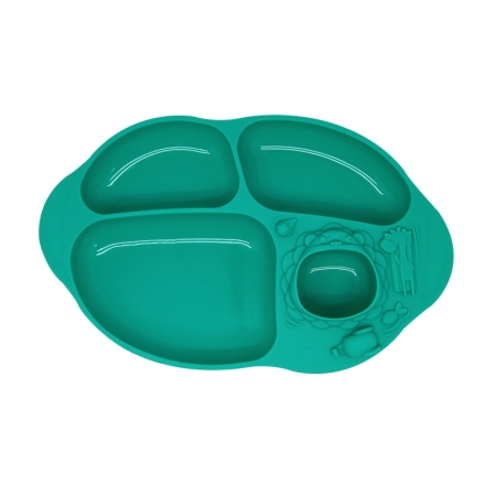 Marcus & Marcus Yummy Dips Suction Silicone Divided Plate - Green