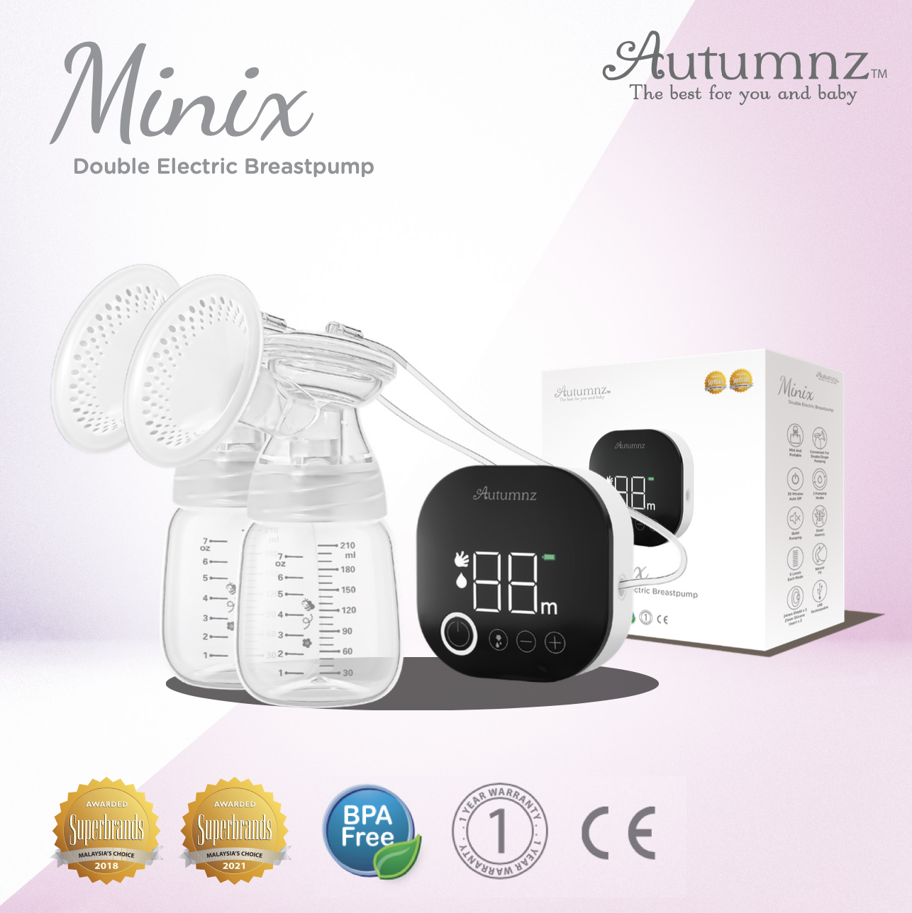 autumnz minix electric double pump chargeable breast pump 妈妈母乳机