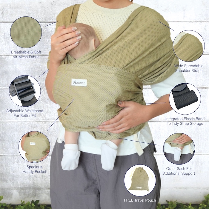 Autumnz Nuvia Air Mesh Baby Carrier Free Travel Storage Pouch 宝宝外出睡觉安抚背带