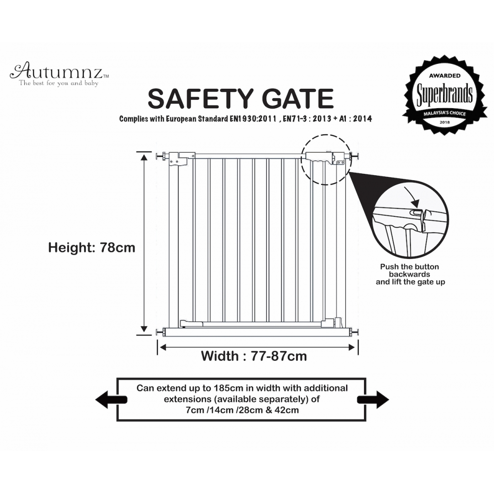 autumnz baby safety gate staircase doorway barrier gate 宝宝安全楼梯围栏