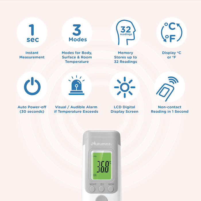 autumnz baby body temperature fever non contact forehead infrared thermometer measurement monitor 宝宝发烧体温温度计