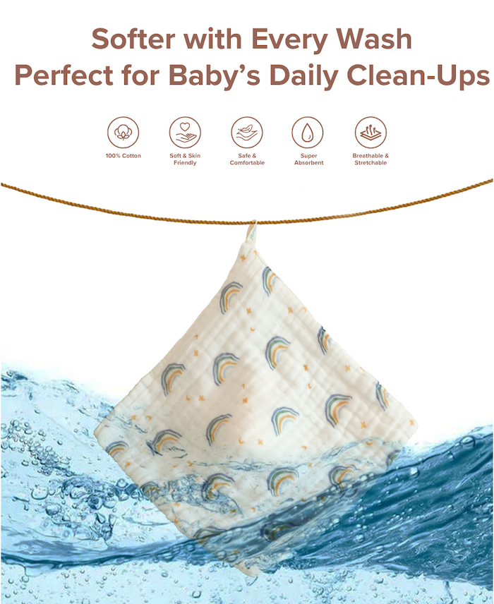 autumnz baby washcloths baby handkerchief towel 100% cotton 6 layer muslin 宝宝纯棉手帕手巾