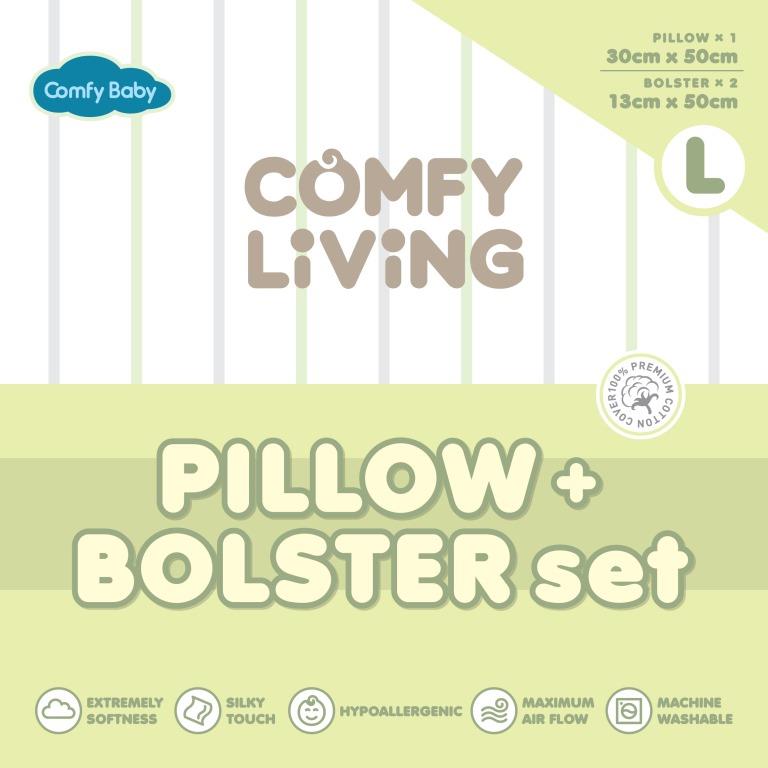 comfy living premium cotton baby pillow and bolster set