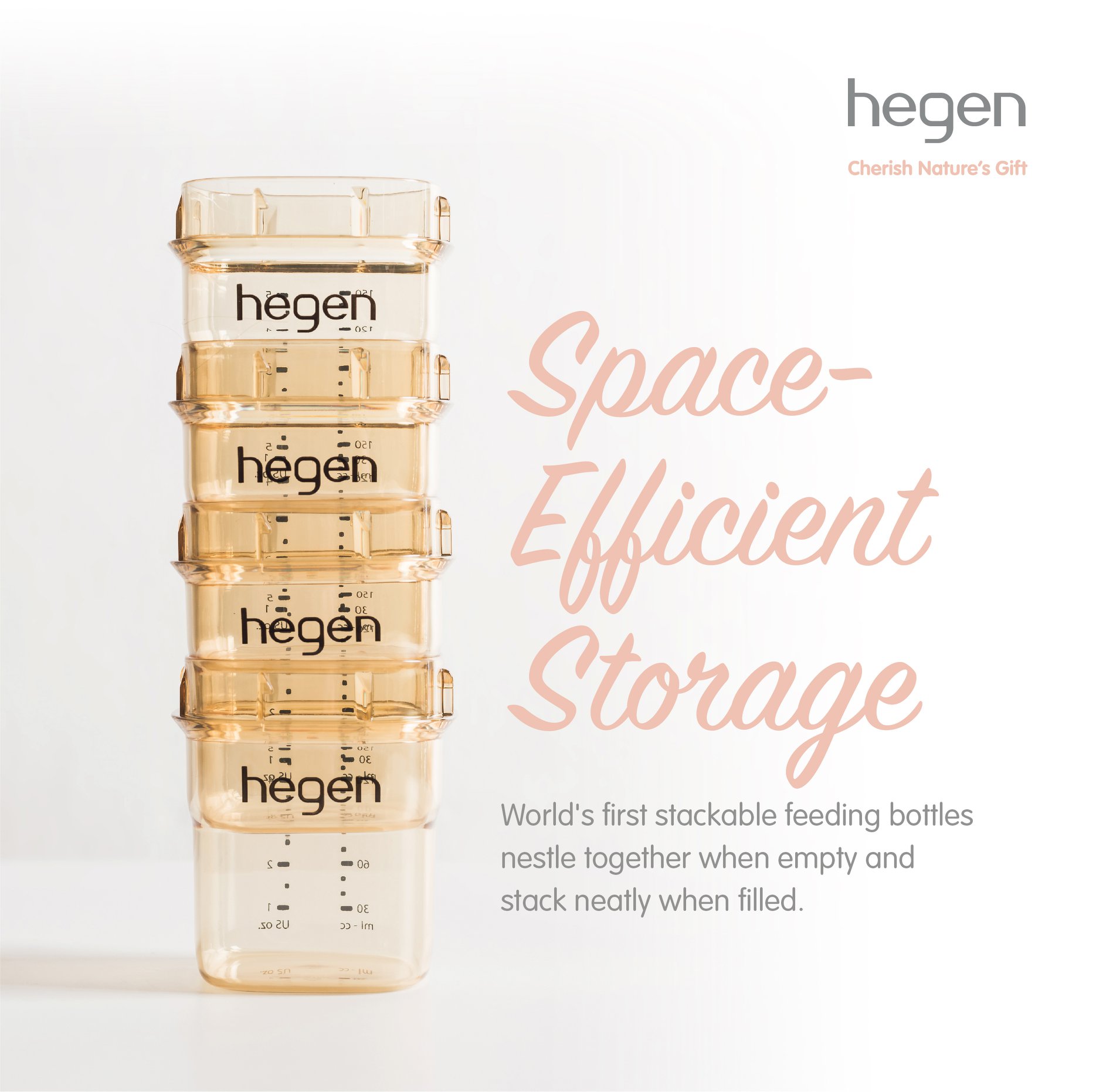 hegen wide mouth square design bottle easy to storage and stack