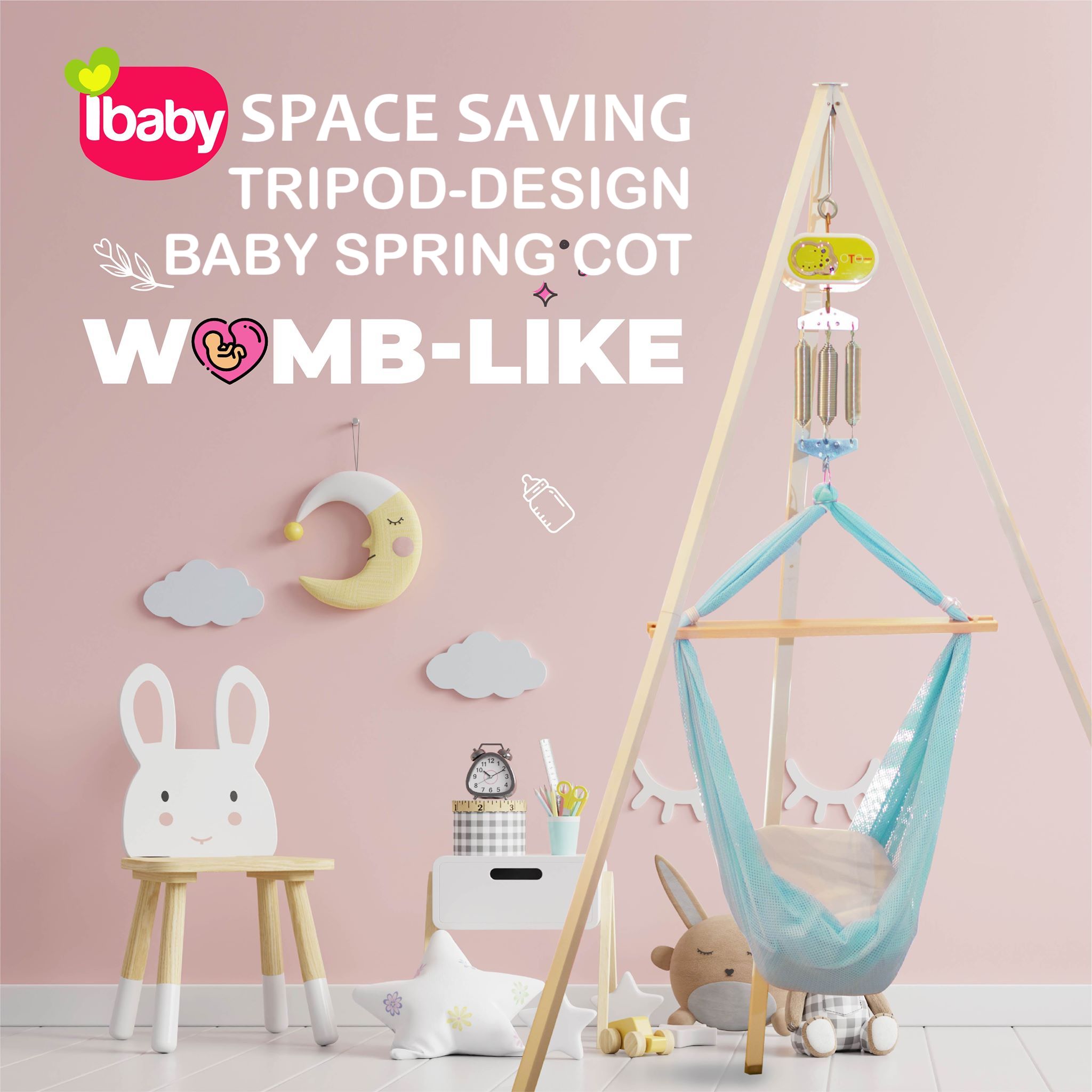 IBaby Spring Cot Stand Rangka Buaian Bayi Tripod Type Easy Install 宝宝摇篮三角支架