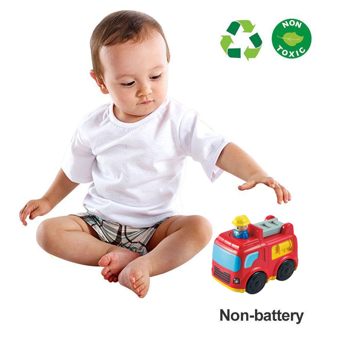 infunbebe press n go car toys vehicle toys 宝宝玩具车精彩车救火车