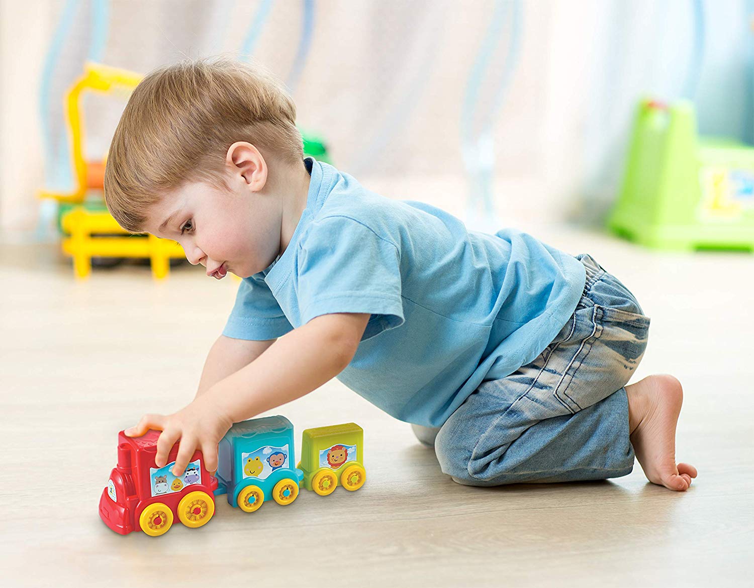 infunbebe baby stacking toys animal train play toy 叠高高火车玩具