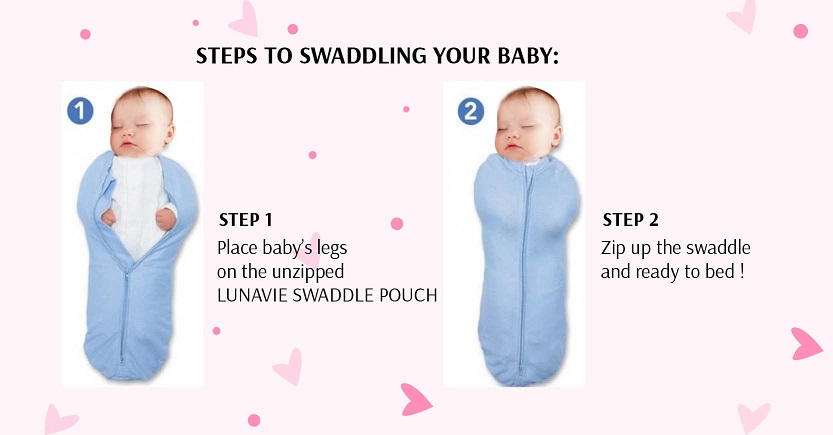 lunavie baby swaddle pouch with zip promote better sleep 宝宝包裹睡袋防惊