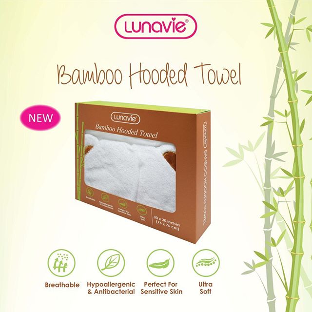 lunavie bamboo fabric ultra soft baby hooded towel 宝宝儿童戴帽浴巾毛巾