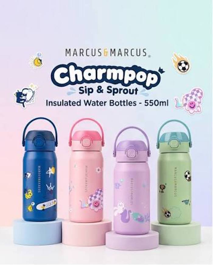 Marcus & Marcus CharmPOP Sip & Spout Insulated Watter Bottle (550ml) 316 Stainless Steel 儿童学校保温杯