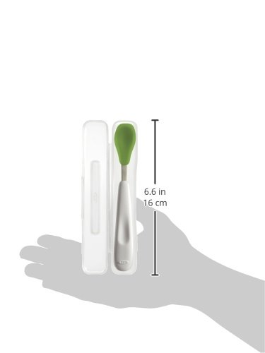 oxo tot on the go baby silicone puree feeding spoon with storage casing 宝宝婴儿软矽胶喂食汤匙勺子带储存盒